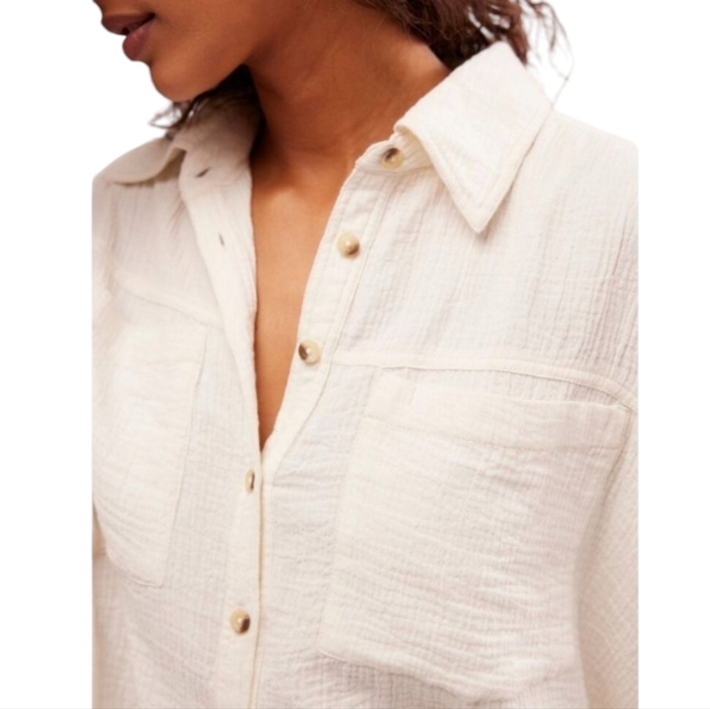 FREE PEOPLE We The Free Cardiff Top in Optic White•Size Medium•NWT - Picture 10 of 12